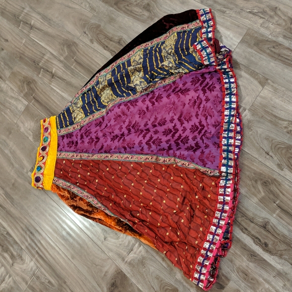 Gorgeous 10-Panel Ethnic Rainbow Wrap Skirt